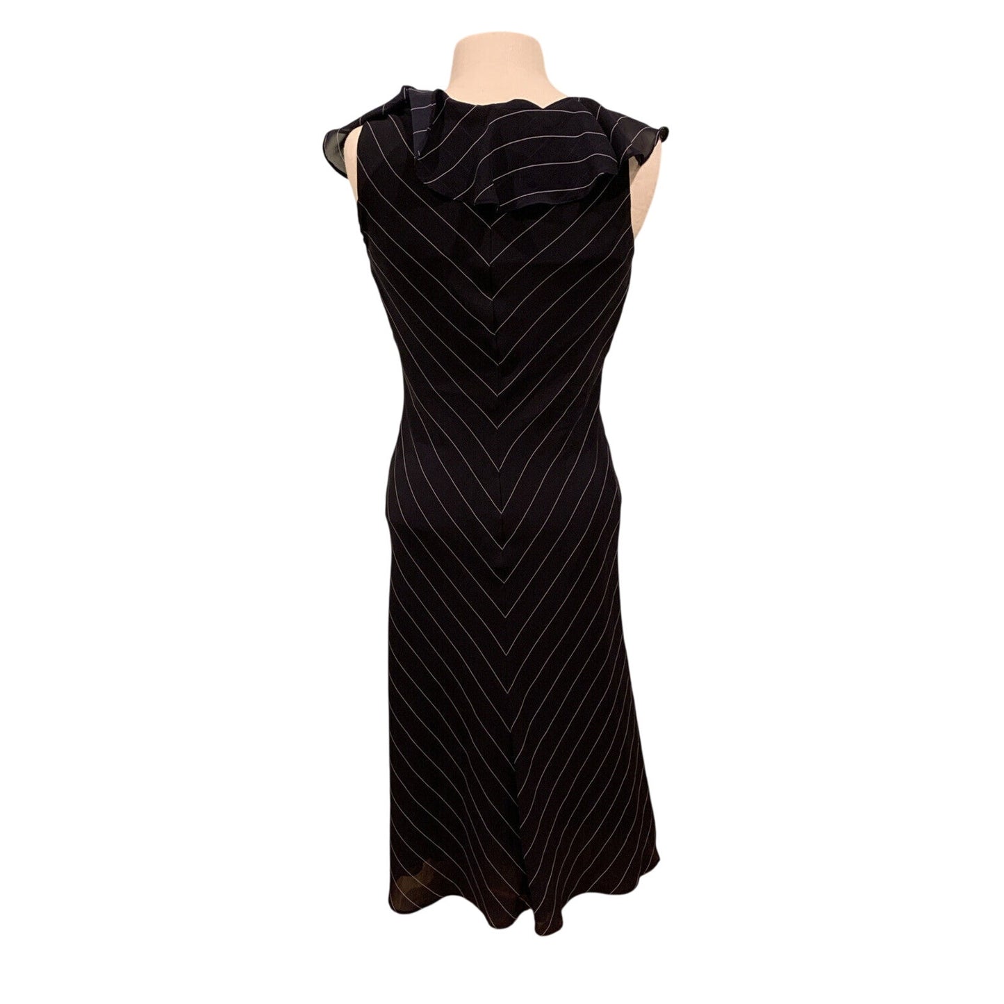 American Living Women's Maxi Dress Sleeveless Black And White Striped Size 8