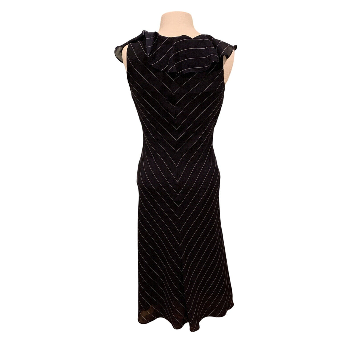 American Living Women's Maxi Dress Sleeveless Black And White Striped Size 8