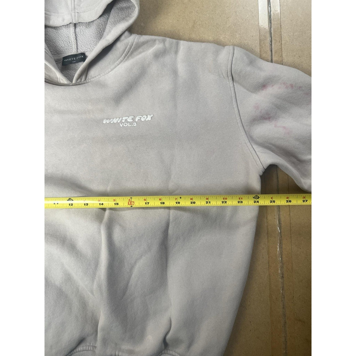White Fox Sweater Unisex M Gray Pullover Hooded Lined Fleece Heavyweight Logo