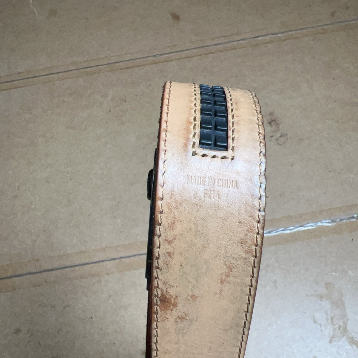 Mission Belt Mens One Size Brown Leather Ratchet Adjustable Buckle Logo