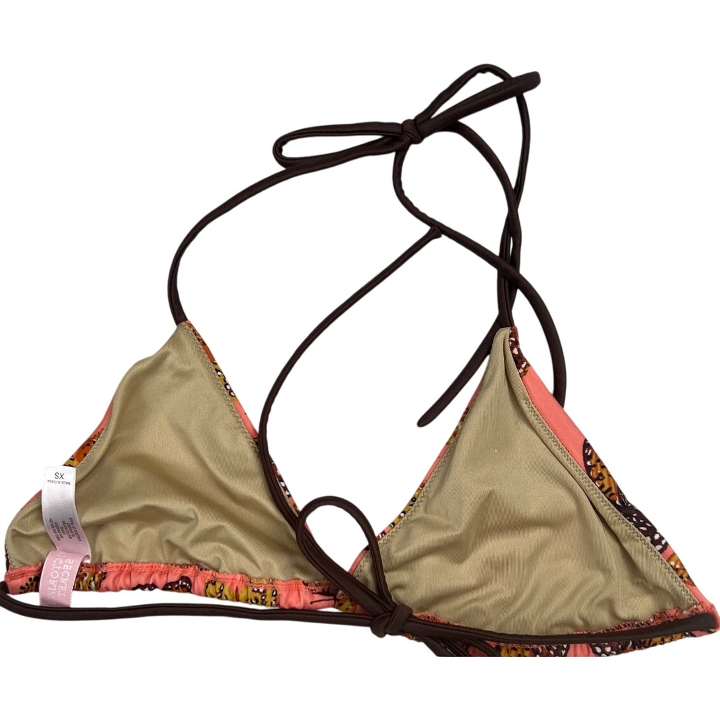 Victoria Secret Size XS Womens String Bikini Top Swim Suit Pink Butterflies