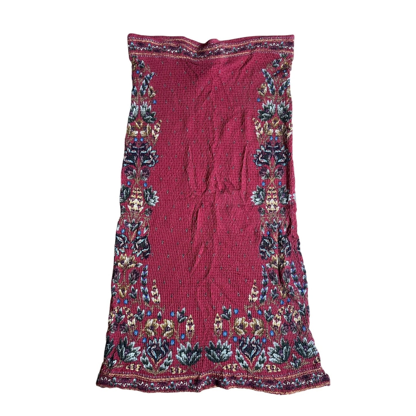 FARM For Anthropologie Tank Womens L Red Cropped Floral Off Shoulder Ruffle