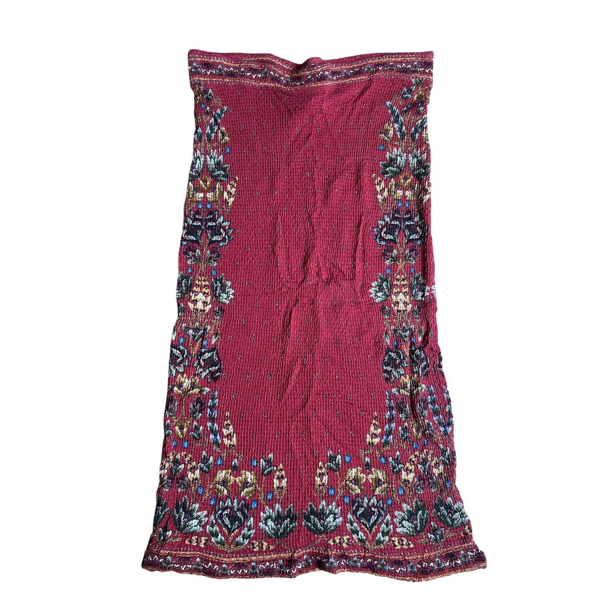 FARM For Anthropologie Tank Womens L Red Cropped Floral Off Shoulder Ruffle