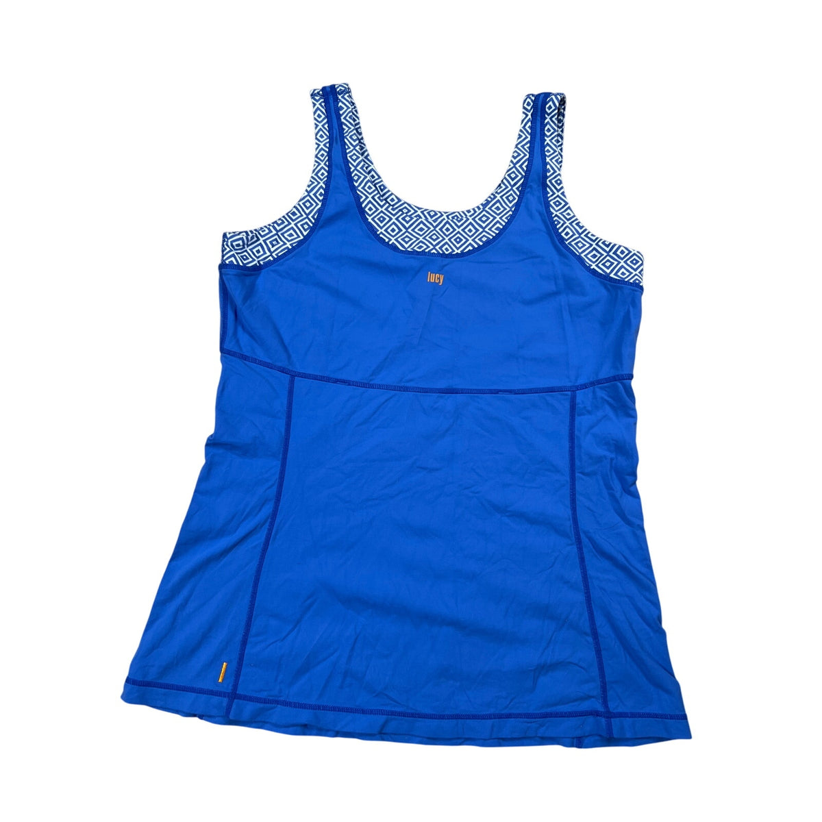 EUC Lucy Activewear Tech Blue White Sleeveless Athletic Tank Top Size XL