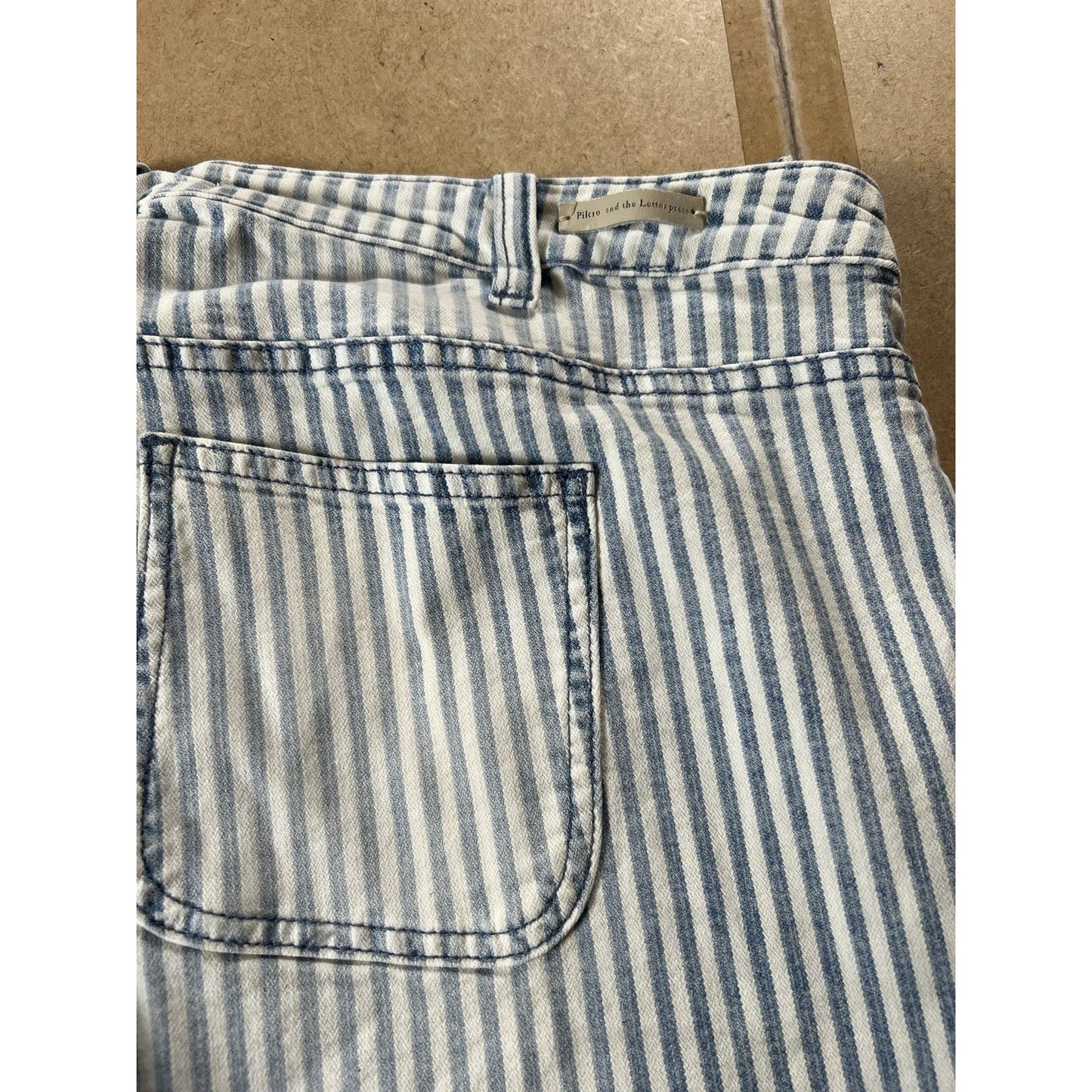 Pilcro By Anthropologie Pants Womens 18W Blue Striped Ankle Stretch Pockets