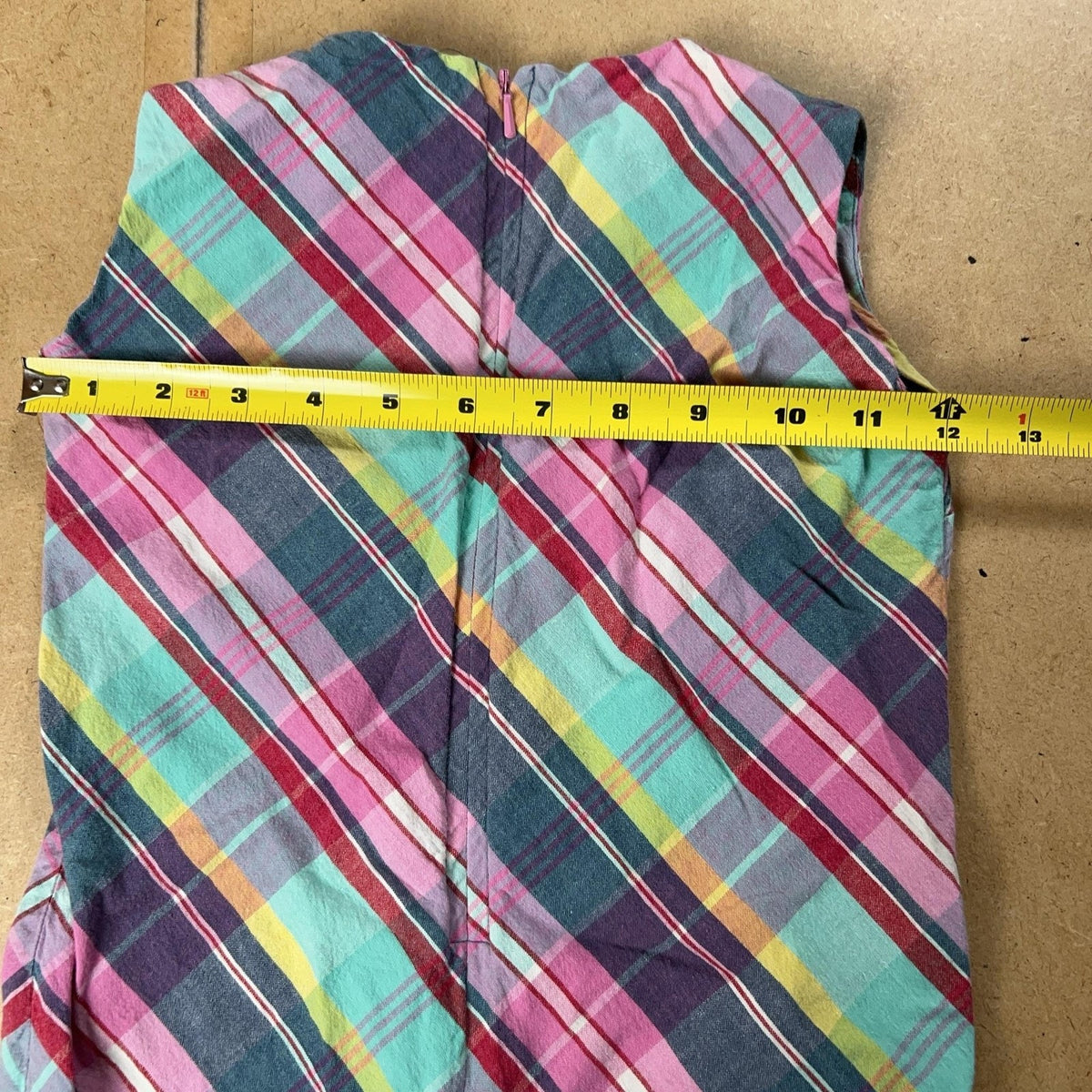 Ralph Lauren Tunic Teens 5 Multicolor Plaid Sleeveless 100% Cotton Embroidered