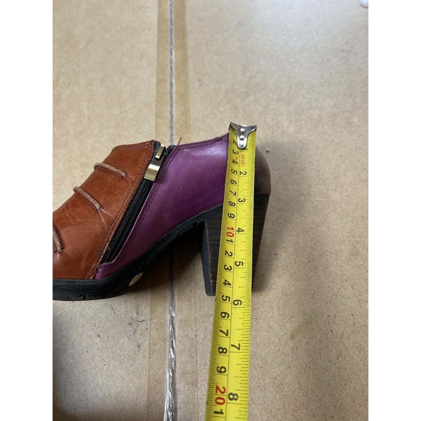 Spring Step L'Artiste Shoes Womens 10 Brown Leather Block Heel Boho Zip Buttons