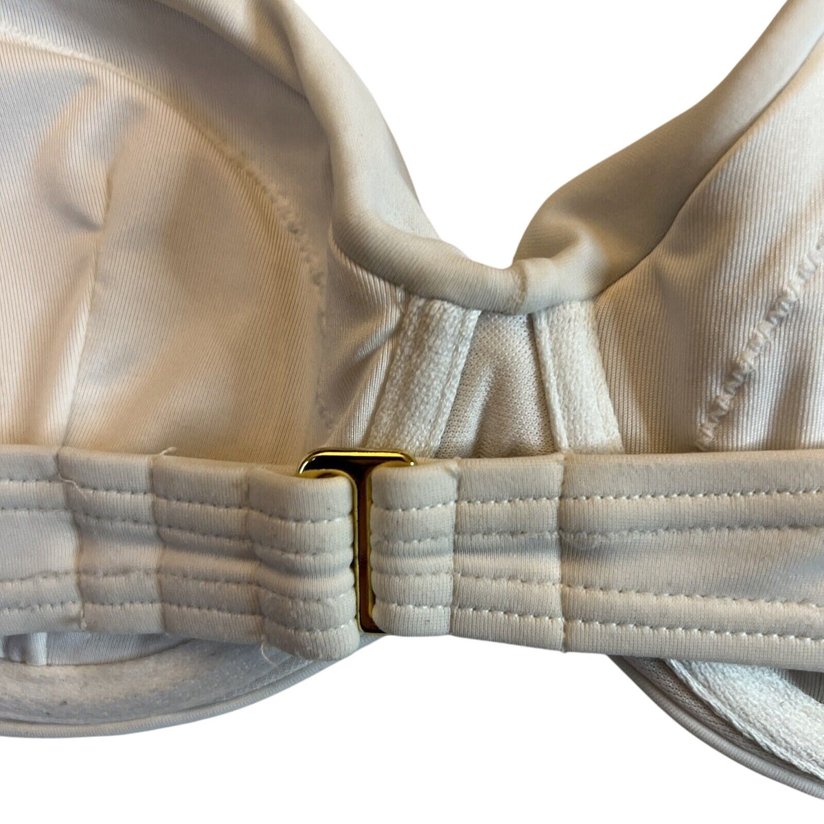 Victoria's Victoria Secret Bikini 34B, White With Gold Rhinestones, Padded - EUC