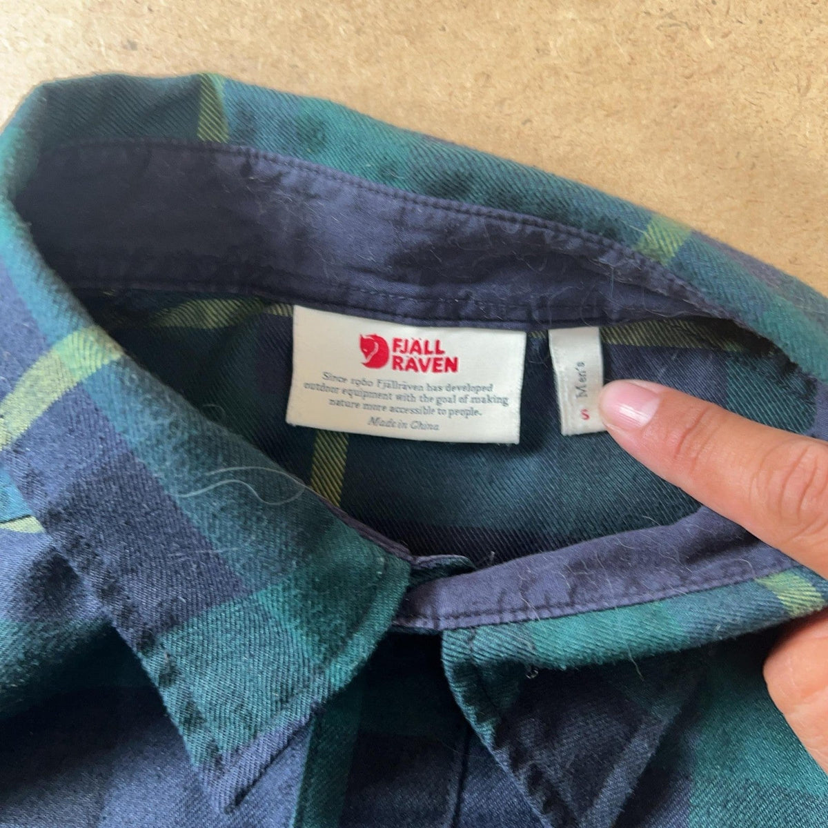 Fjallraven Shirt Mens S Green Plaid Long Sleeve Flannel Button Up Casual