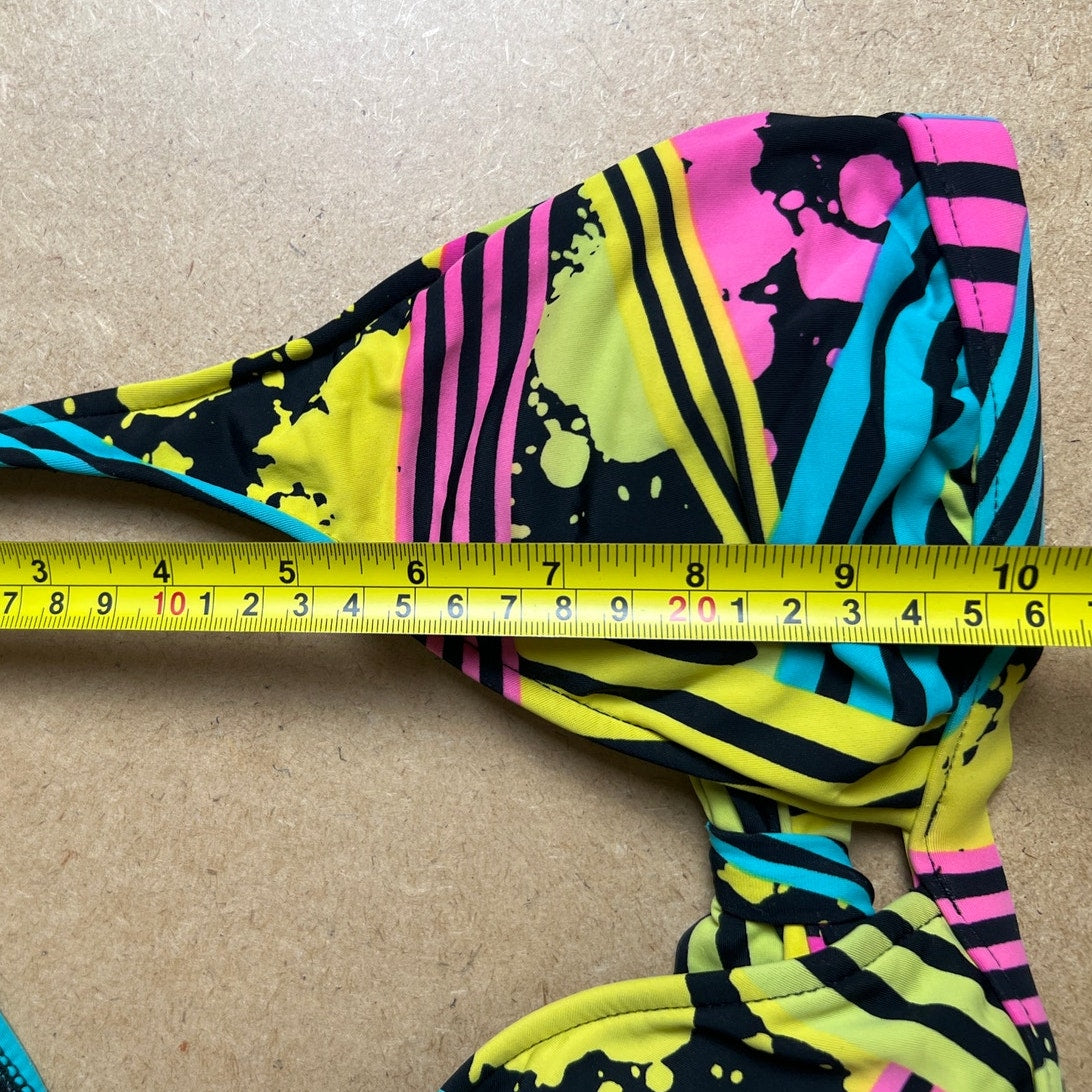 Surfside Black/Muticolor stripes and Splats Swimsuit Set Women Size Medium