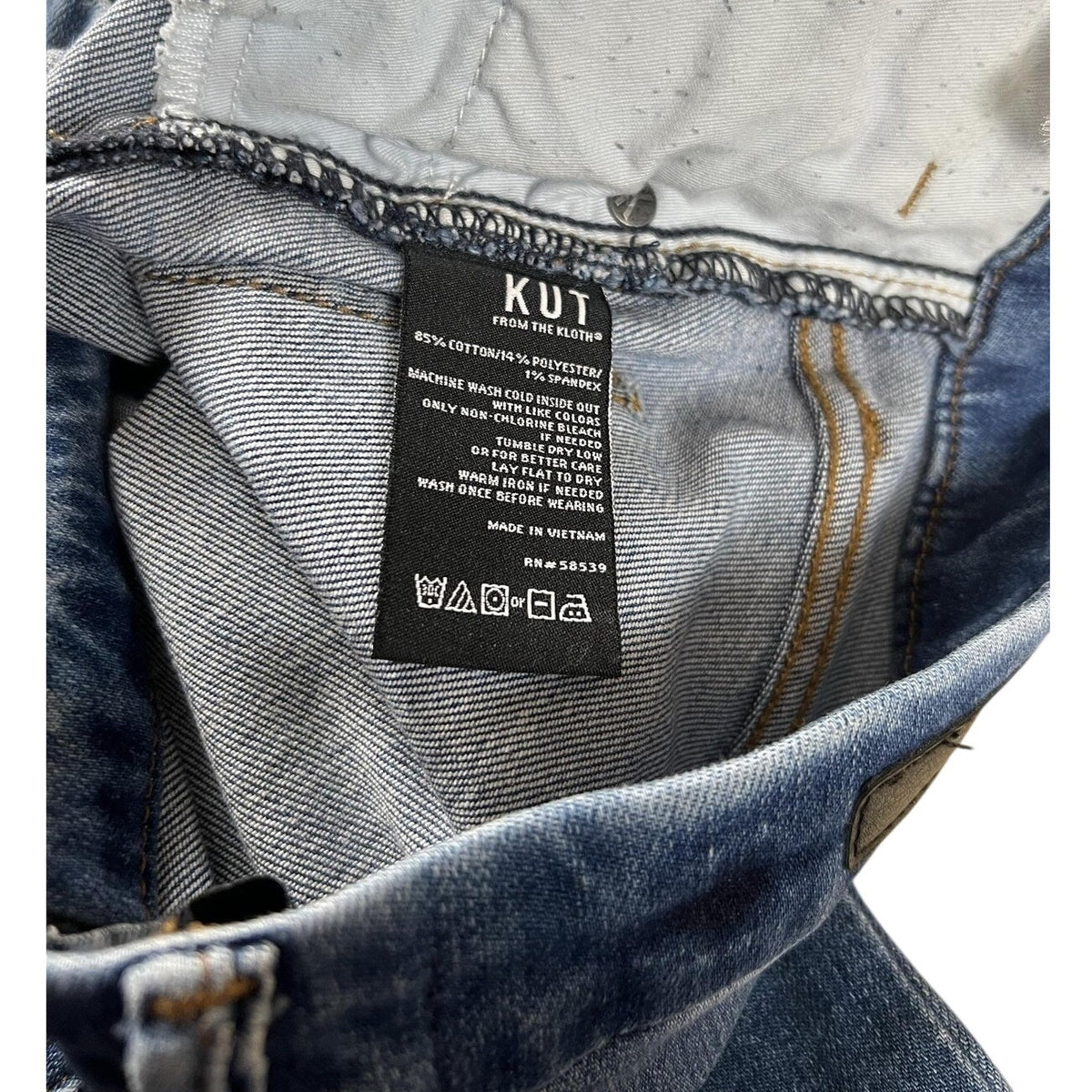 KUT From The Kloth Pants Women's 4L Blue Cropped Denim Stretch Pockets Zip