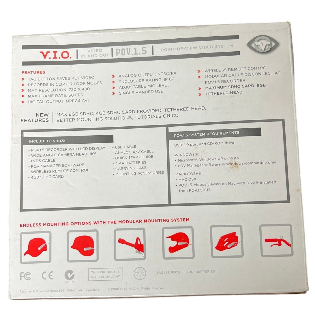 V.I.O POV .1.5 Max 8GB Camera NIB Photo Video System