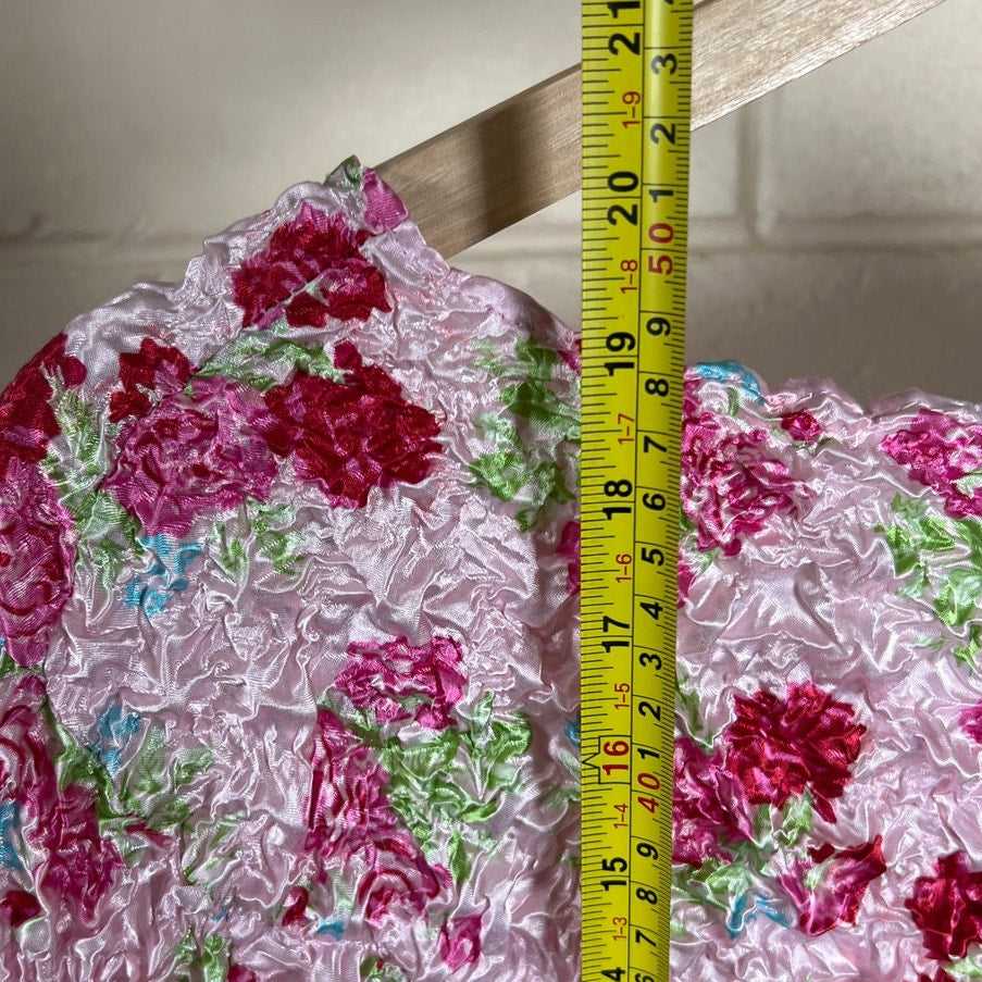 F C Purple Floral Popcorn Bubble Shirt One Size Crinkle Stretch