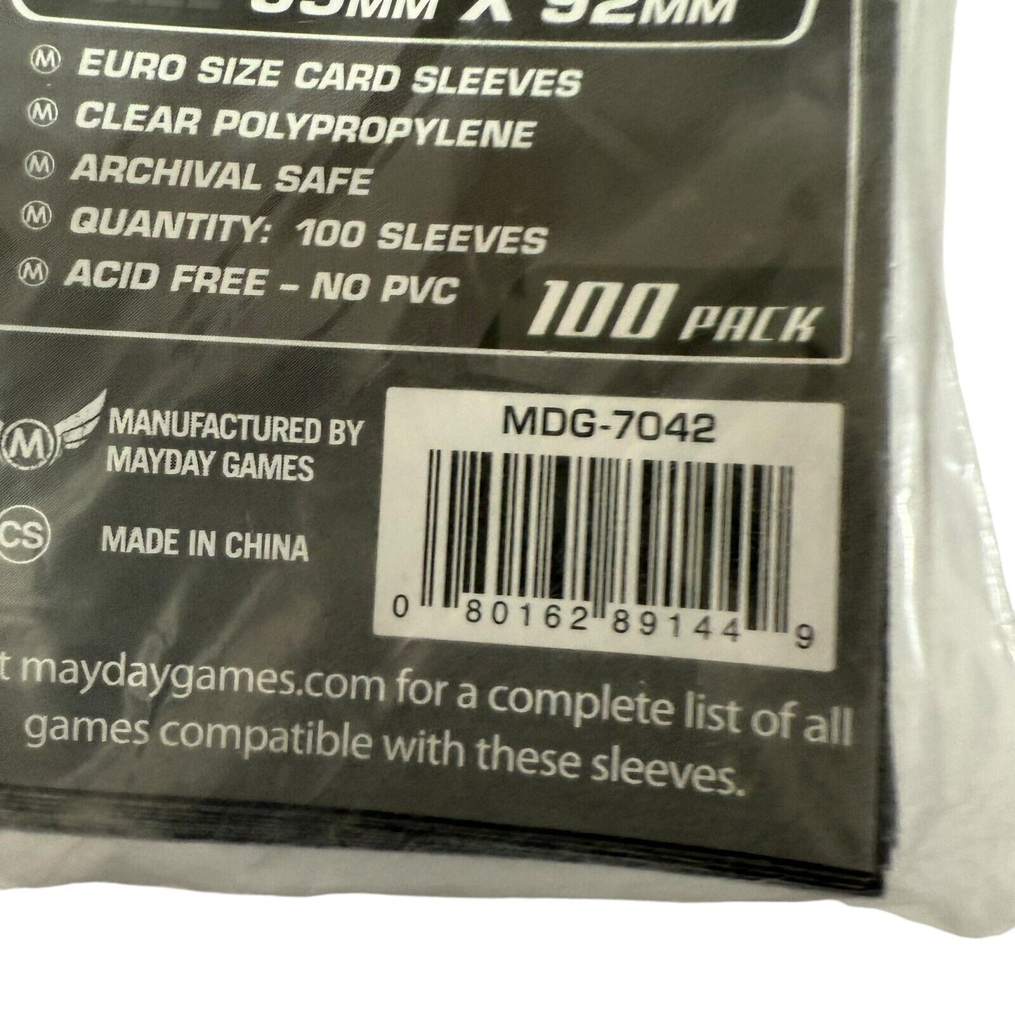 Mayday Games Euro Card Sleeve Standard (59x92mm) 100 pack