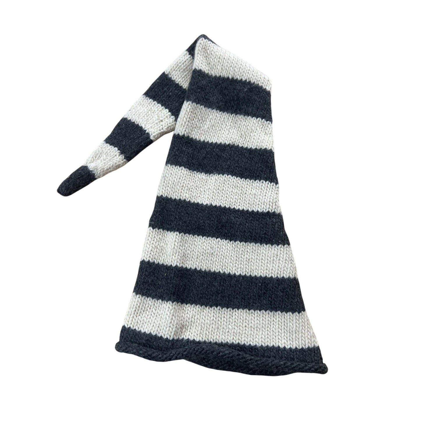 J.CREW Beanie Womens One Size Gray Cream Wool Striped Long Elf Hat Winter