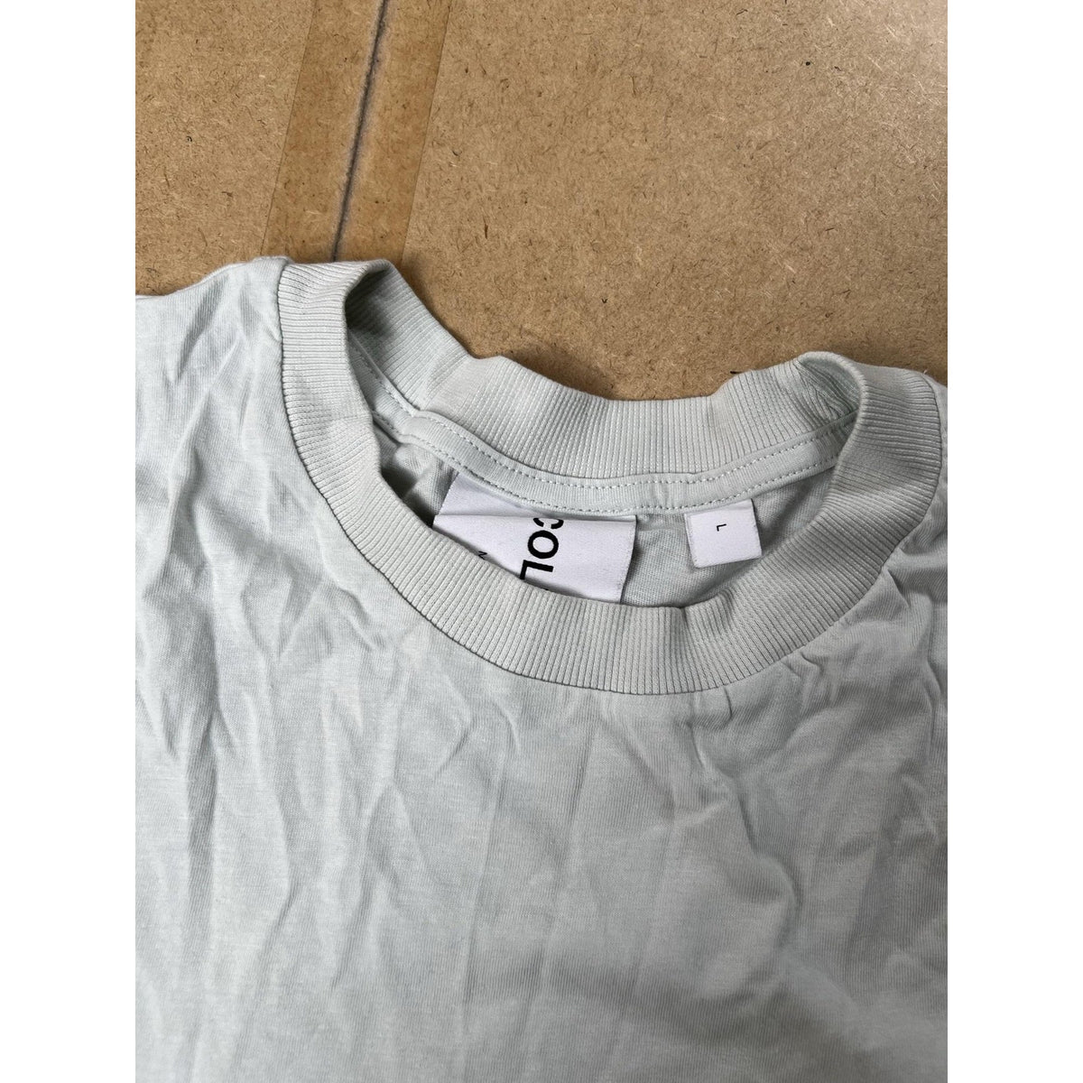 COLLUSION Shirt Mens L Green Cotton Crew Neck Basic Jersey Summer Regular Fit