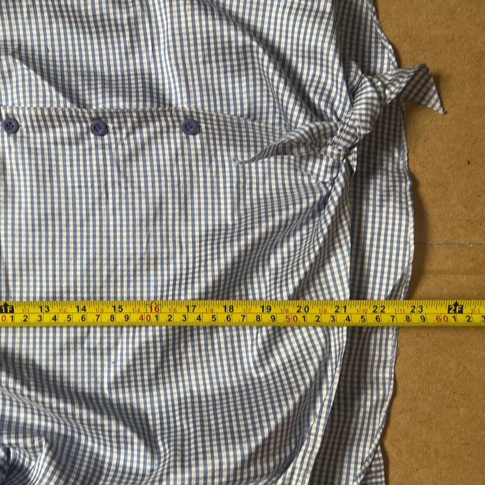 Hana Studio California 2 Piece Set Blue Checkered Top Shoulder pads Botton SZ XL