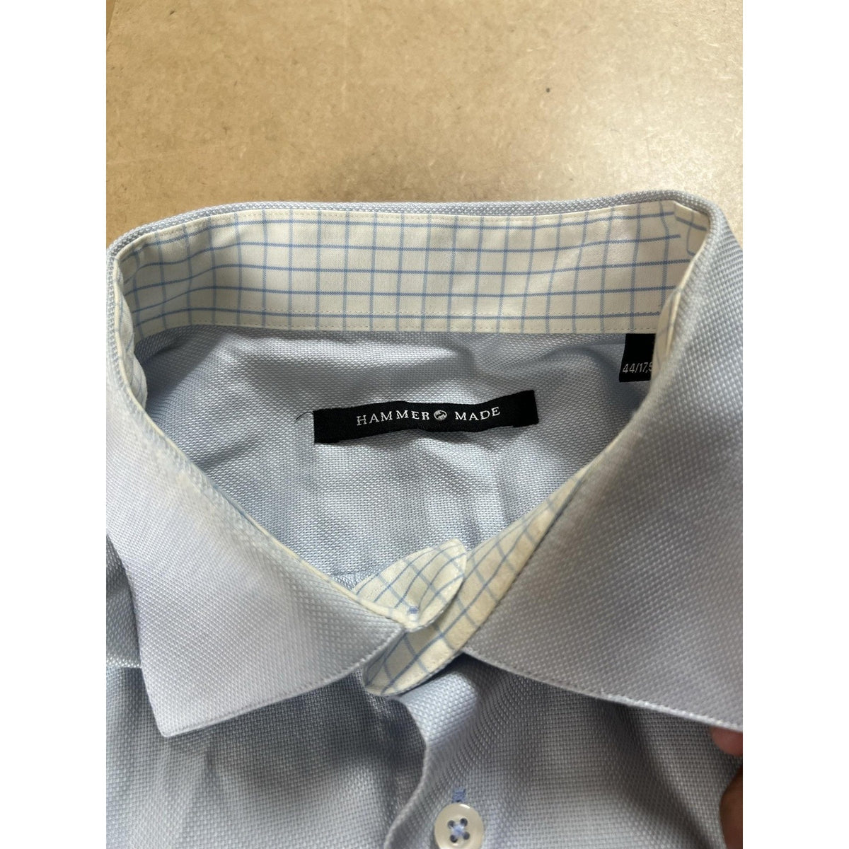 Hammer Made Shirt Mens EU 44 Blue Long Sleeve Button Up Collared Business