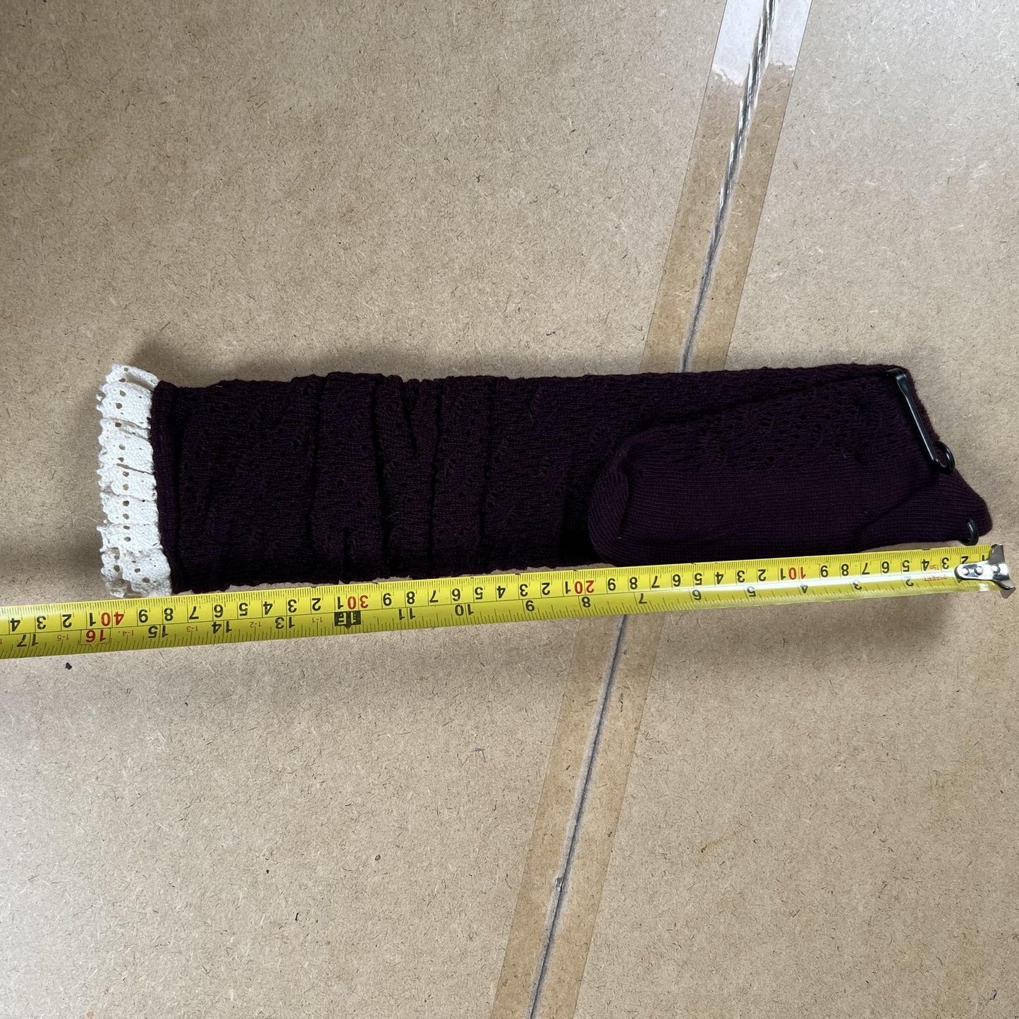 MeMoi Socks Womens One Size Purple Over The Knee Knitted Lace Trim Knee Highs