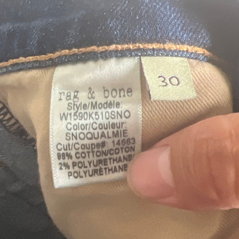 Rag & Bone Blue Denim Skinny Jean Men Size 30