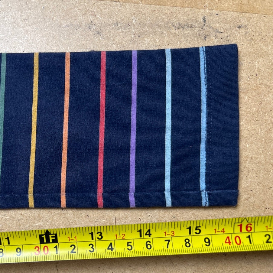 Primary Girl Set Navy Blue And Rainbow Stripes Leggings Size 5