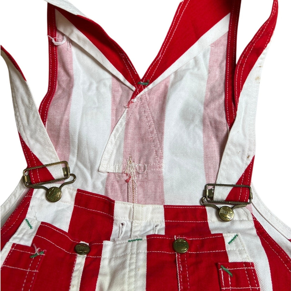 Vintage 1960’s w34 “Big Smith” Red x White Stripe Mod Denim Overalls