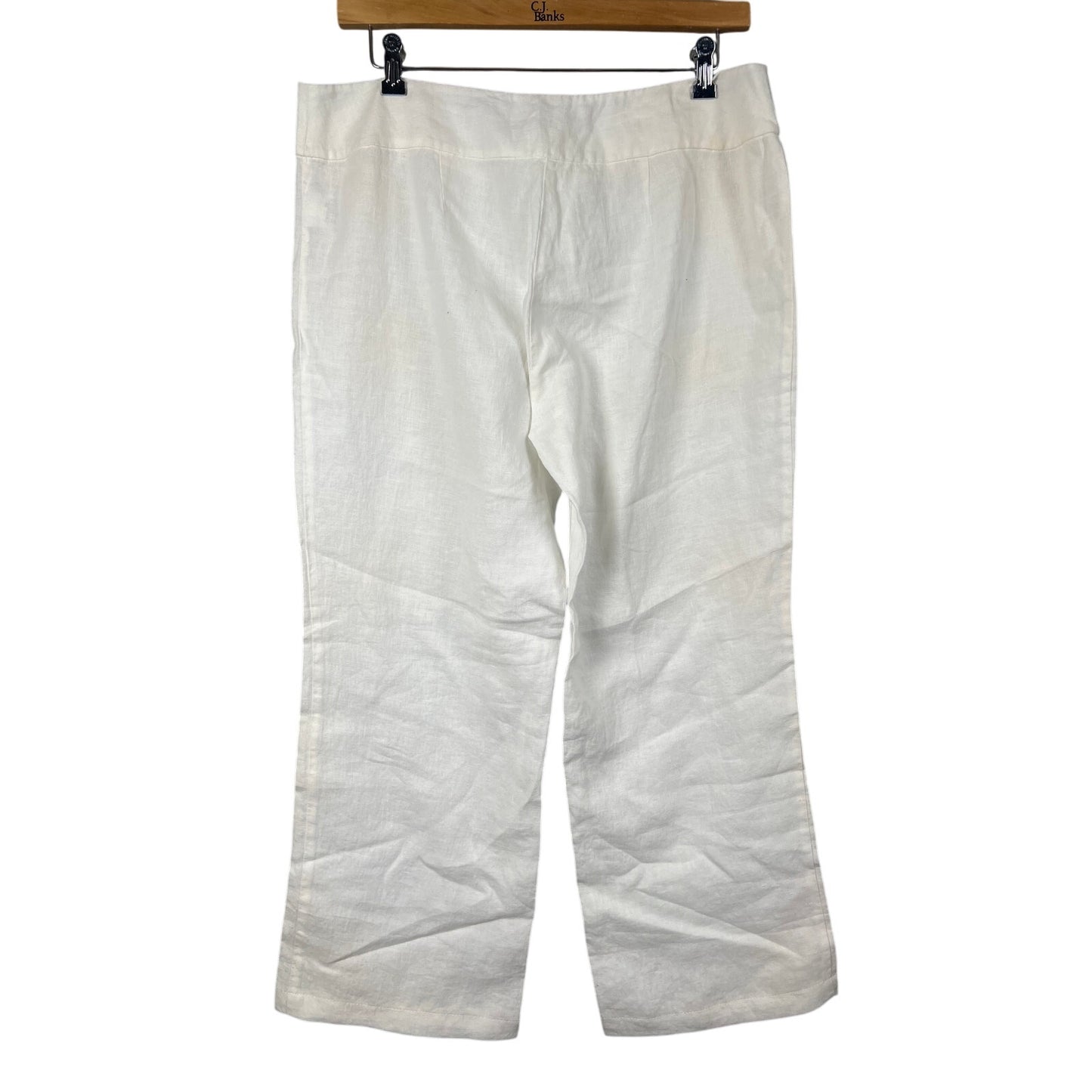 Eileen Fisher Pants 100% Linen Straight Leg Trouser White Size XL