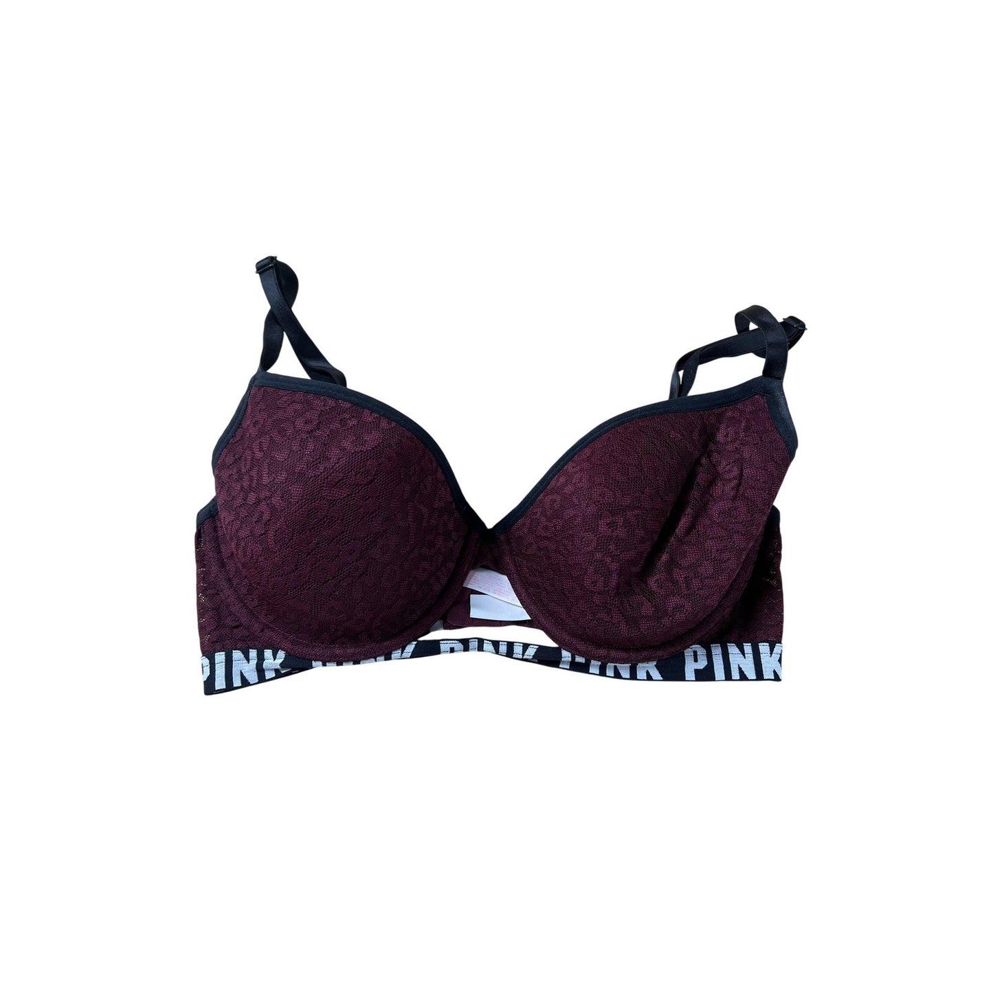 PINK Bra Womens 32DD Red Push Up Padded Molded Underwired Lace Elastic Band