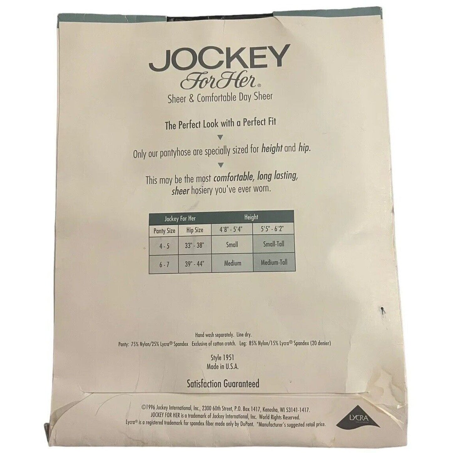Jockey Day Sheer Control Top Pantyhose in Tuxedo Black Size Medium-Tall Vintage