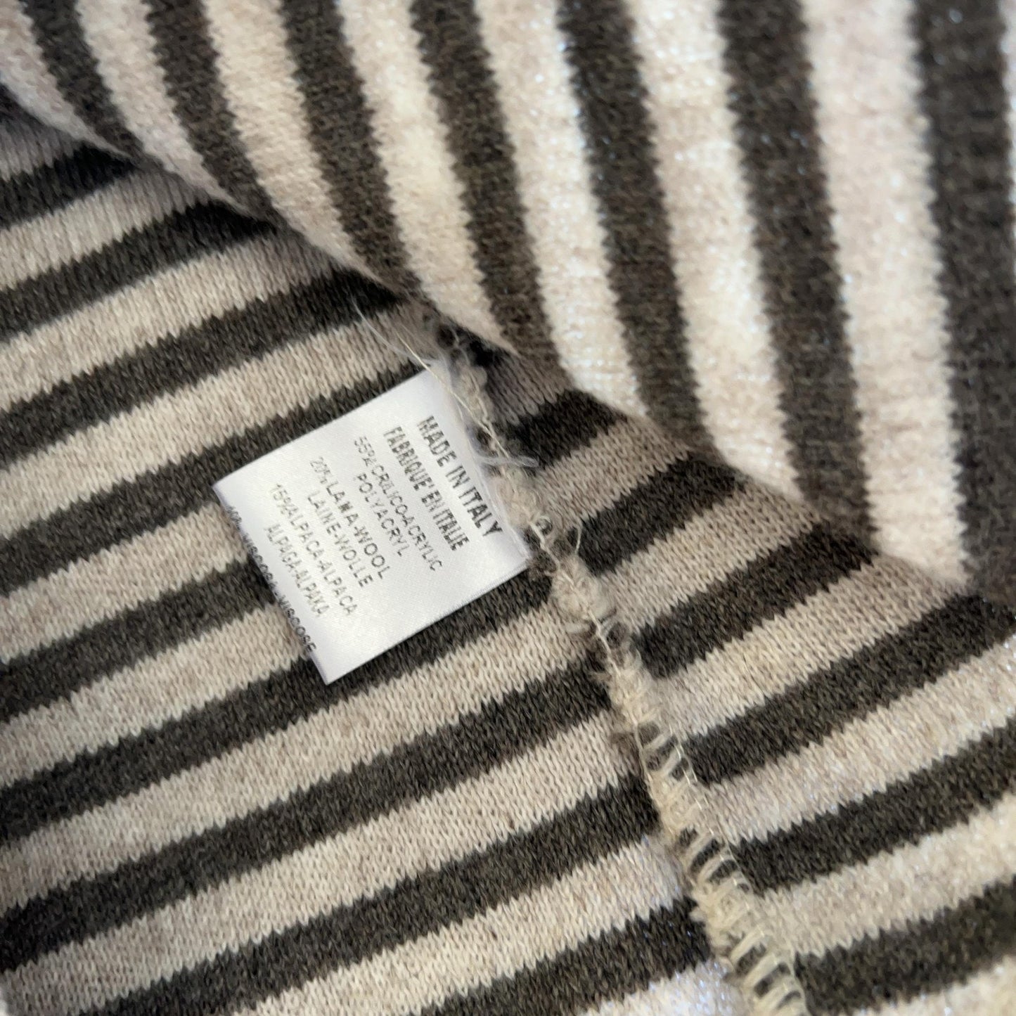 Anna Jasper Cardigan Womens M Gray Alpaca Wool Striped Collared Button