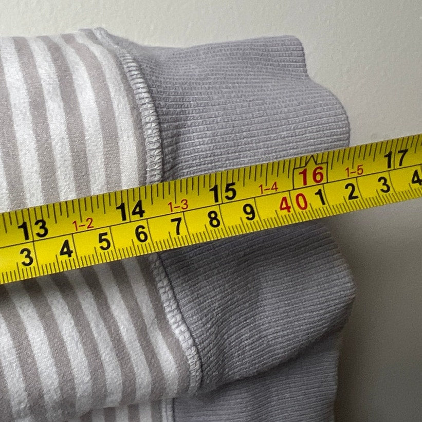 Lululemon Men Size L Grey-Brown / White Striped Zip Up Hooded Sweatshirt