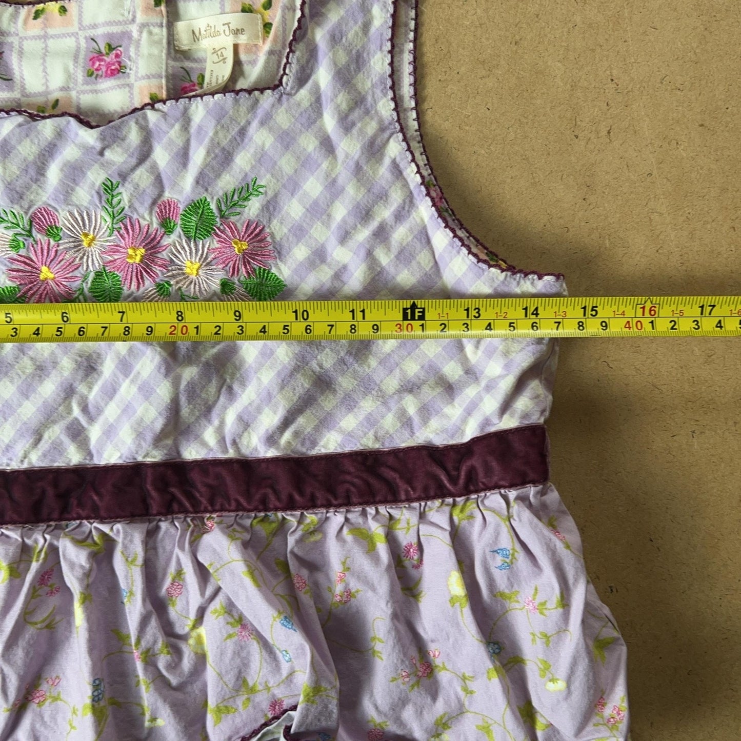 Matilda Jane Dress Girls 4 Purple Floral Camisole Straps Embroidered Lightweight