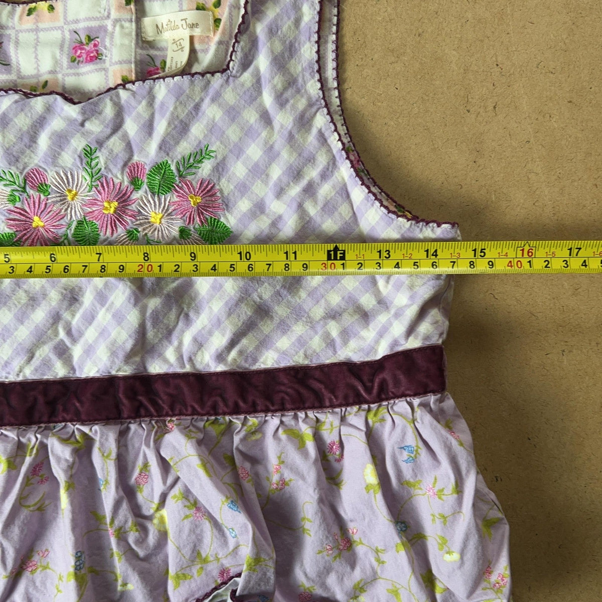 Matilda Jane Dress Girls 4 Purple Floral Camisole Straps Embroidered Lightweight