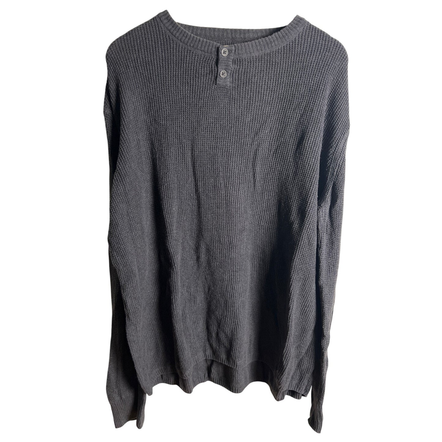 Pact Men L Organic Cotton Henley Knitted Heather Grey Long Sleeve