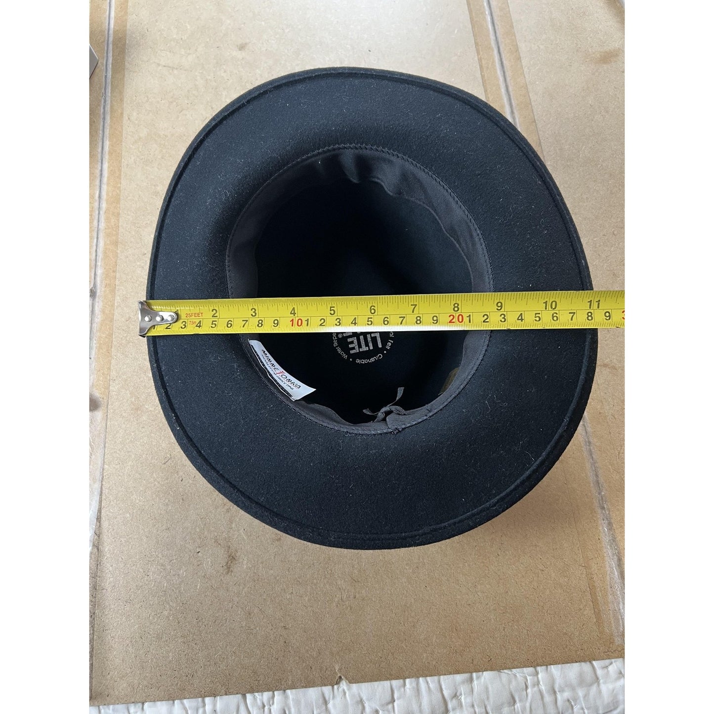 Minnetonka Felt Hat Medium Black 100% Wool Lite Felt Leather Band Made In USA