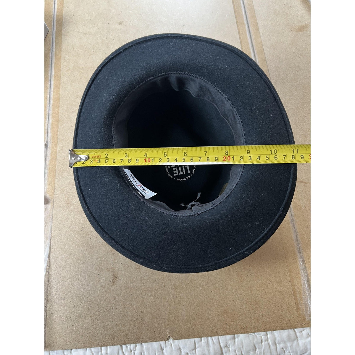 Minnetonka Felt Hat Medium Black 100% Wool Lite Felt Leather Band Made In USA
