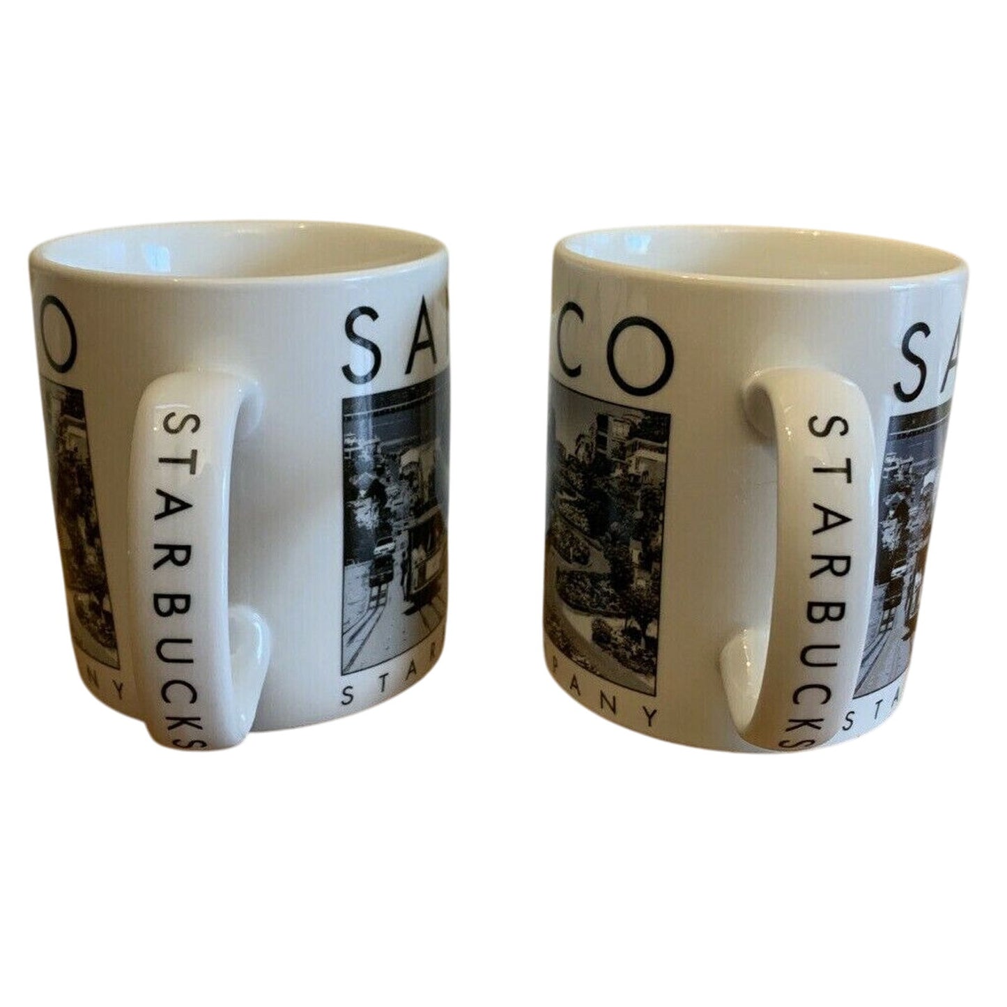 Starbucks 2005 SAN FRANCISCO City Scenes Barista 14oz coffee mug set - Qty 2