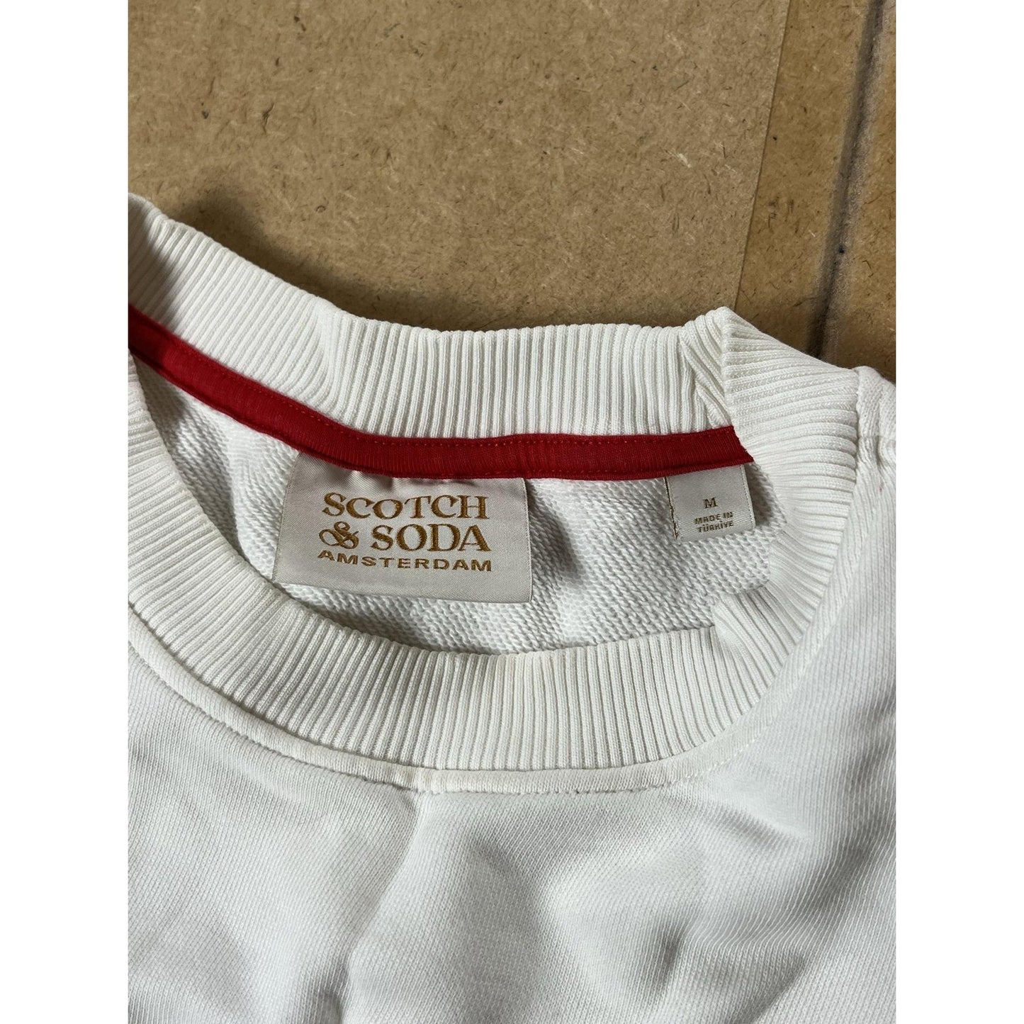 Scotch & Soda Sweater Mens M White Pullover Crew Neck Bird Back Graphic Organic
