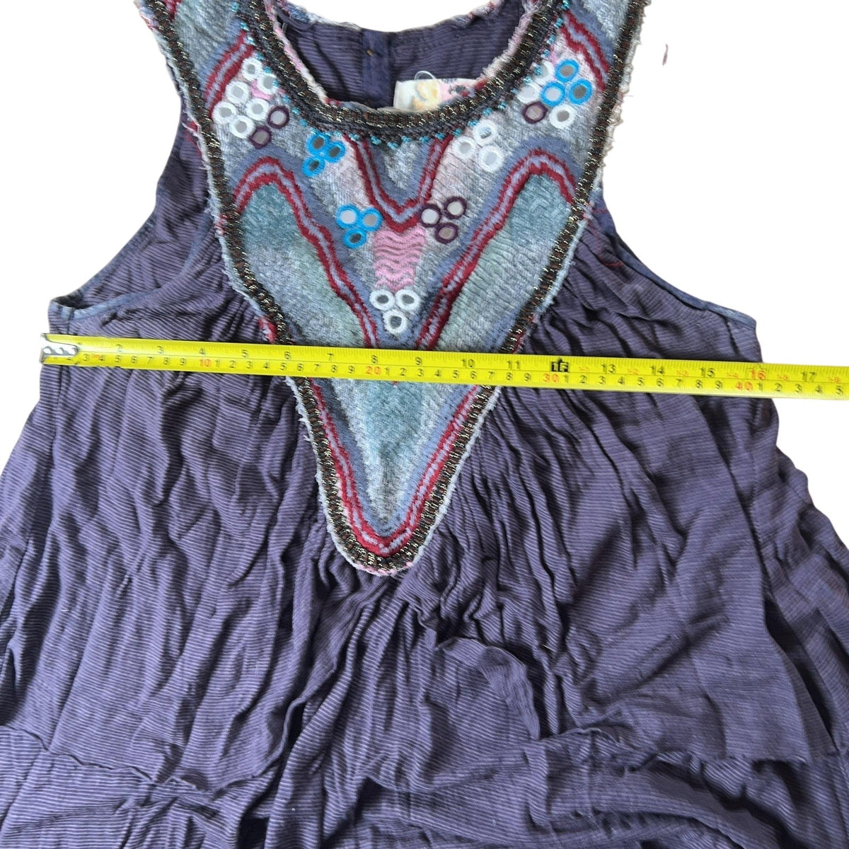 Free People Tank Womens S Purple Embellished Beaded Boho Jersey Summer