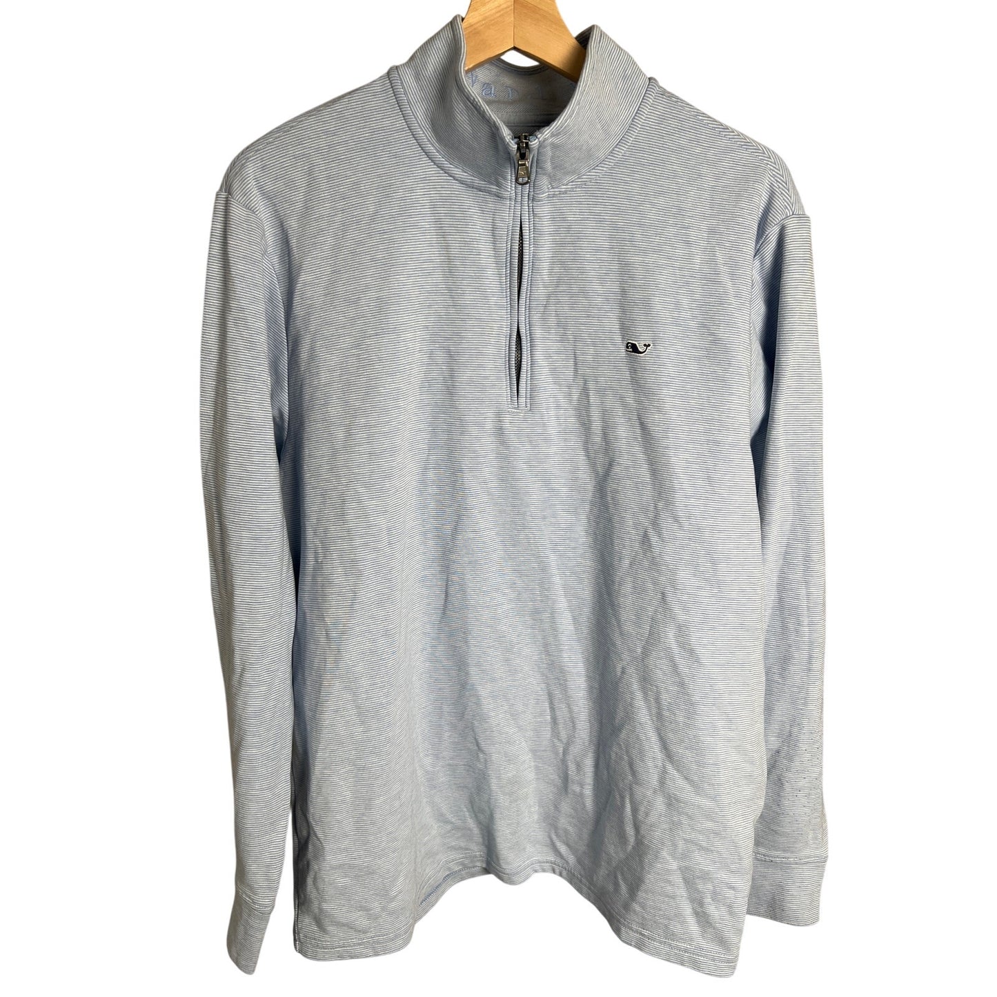 Vineyard Vines Large L Light Blue Striped 1/4 Zip Pullover Sweatshirt