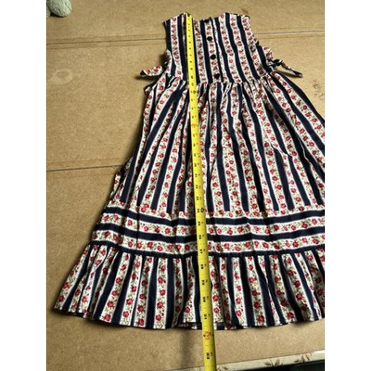 Mother & Child 6 Multicolor Striped Knee Length Sundress Sleeveless Button