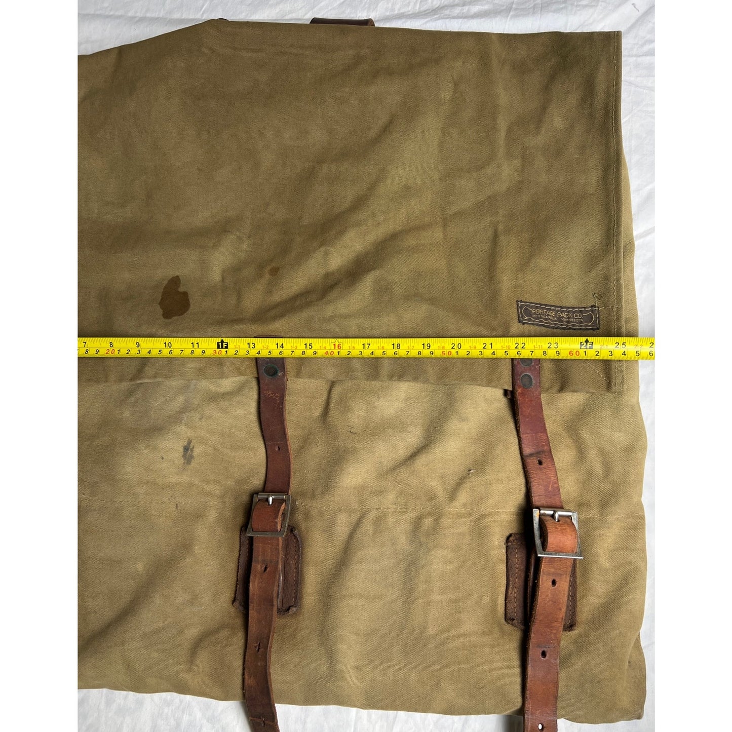 Vintage Portage Pack Co. XL Canvas Backpack Pack Bag w/ Leather Straps