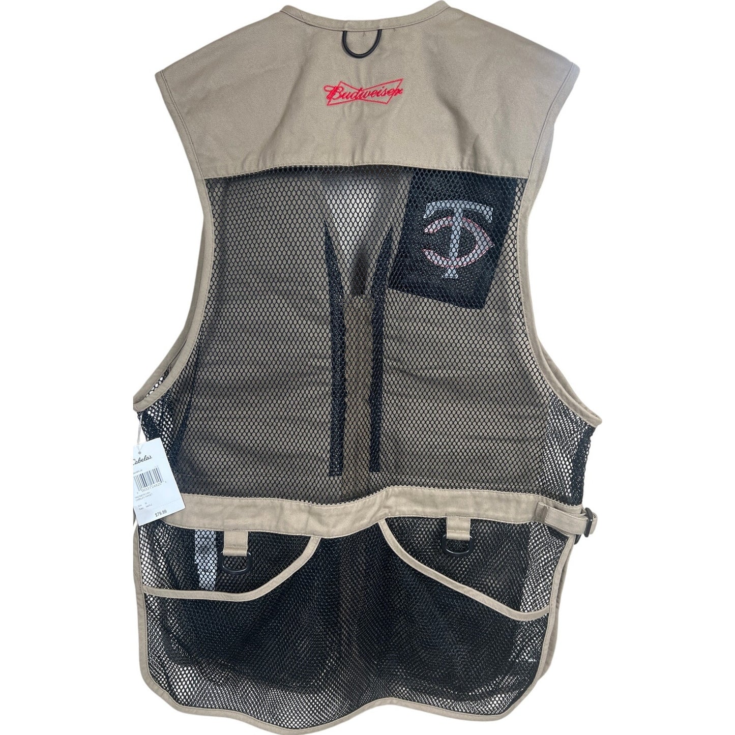 MN Twins Cabela's Maple Medium Vest Hunting Brown Black Pockets Mesh Lightweight