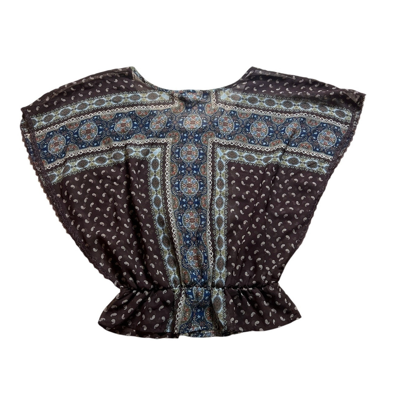 MUDD Silky Shear Patterned Shirt Women Size M