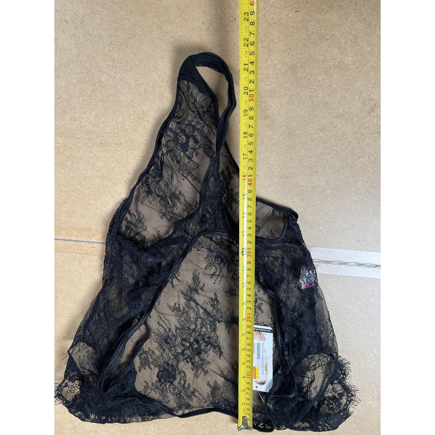 Shirley Teddy Womens S Black Lace Eyelash Sheer High Cut Lingerie Sexy