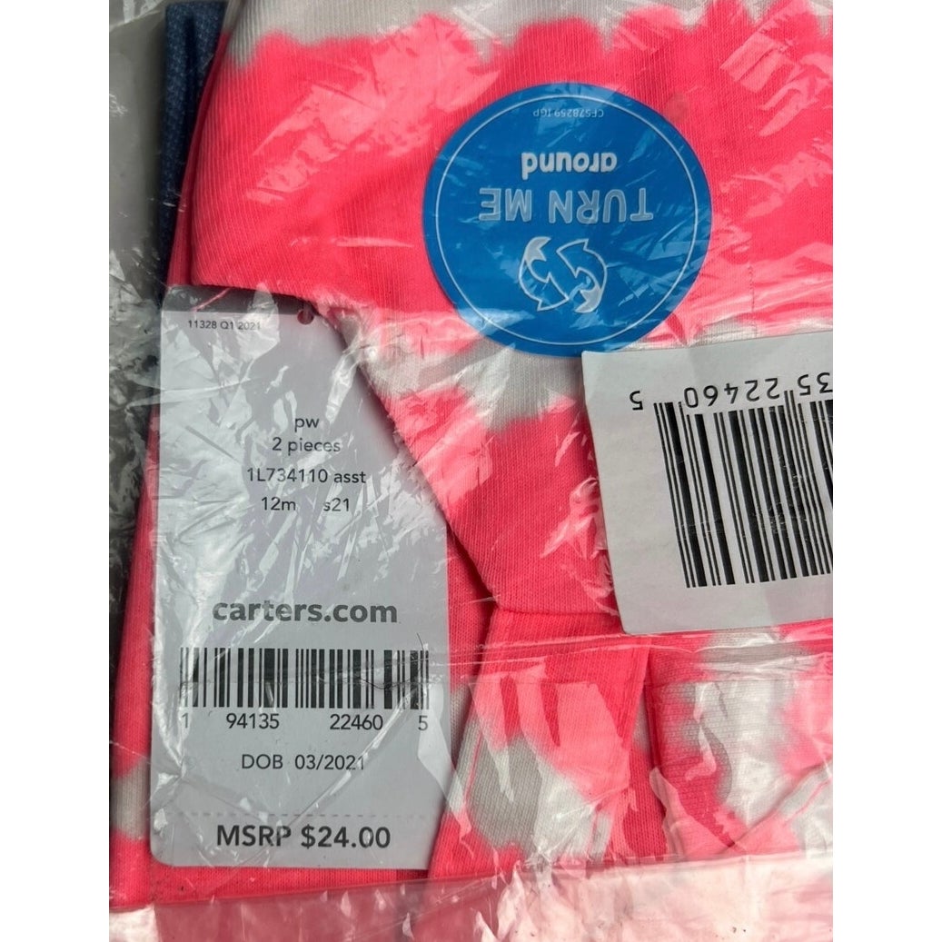 Carter's 2-Piece Tie-Dye Tank & Knit Denim Bike Shorts Size 12 month
