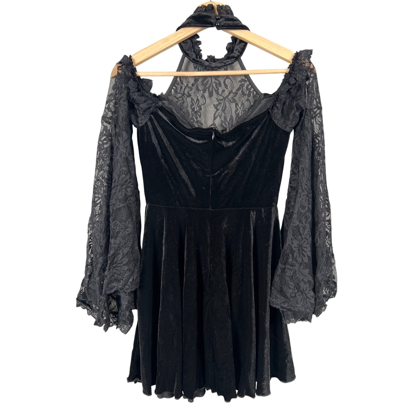Shein Gothic Lightweight Contrast Lace Split Sleeve Cold Shoulder Mesh Dress Size S