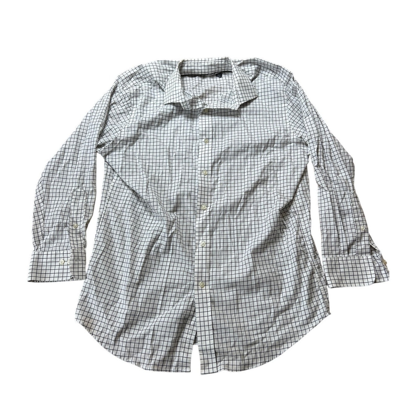 Lauren Ralph Lauren Slim Fit White/Black Checkered Button-Up Long Sleeve Size 17