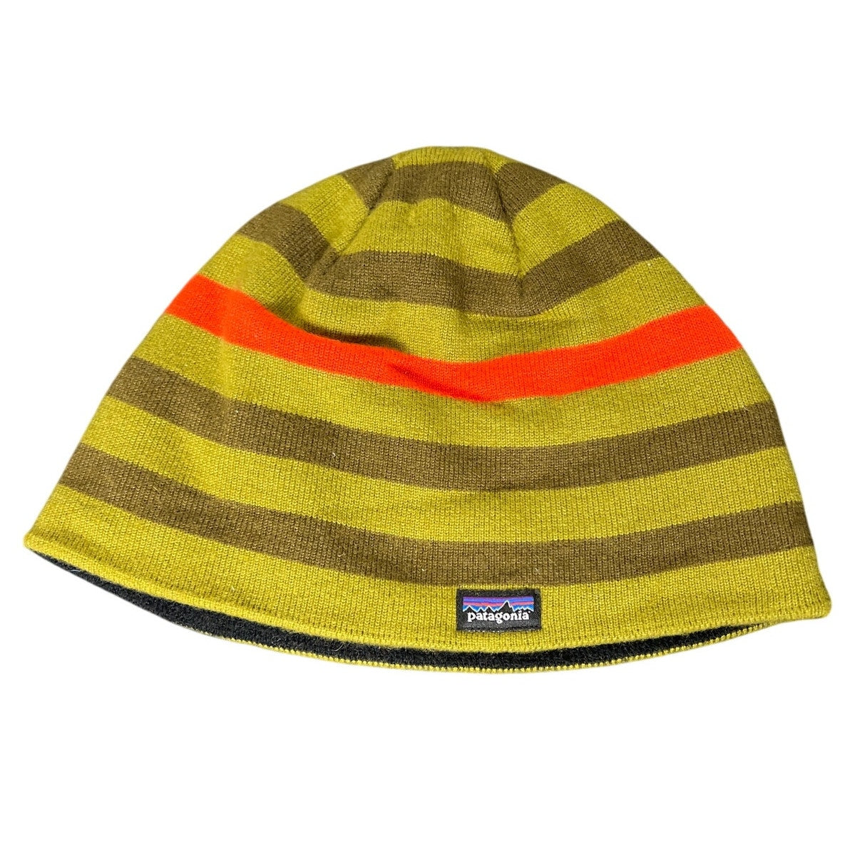 Patagonia Stripped Yellow Brown Beanie Unisex