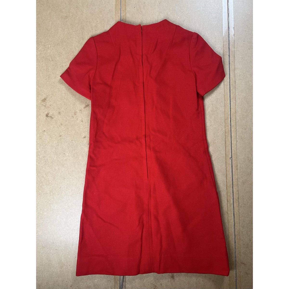 Vogue Americana Dress Womens S Red Shift Knee Length High Neck Lined Buckle